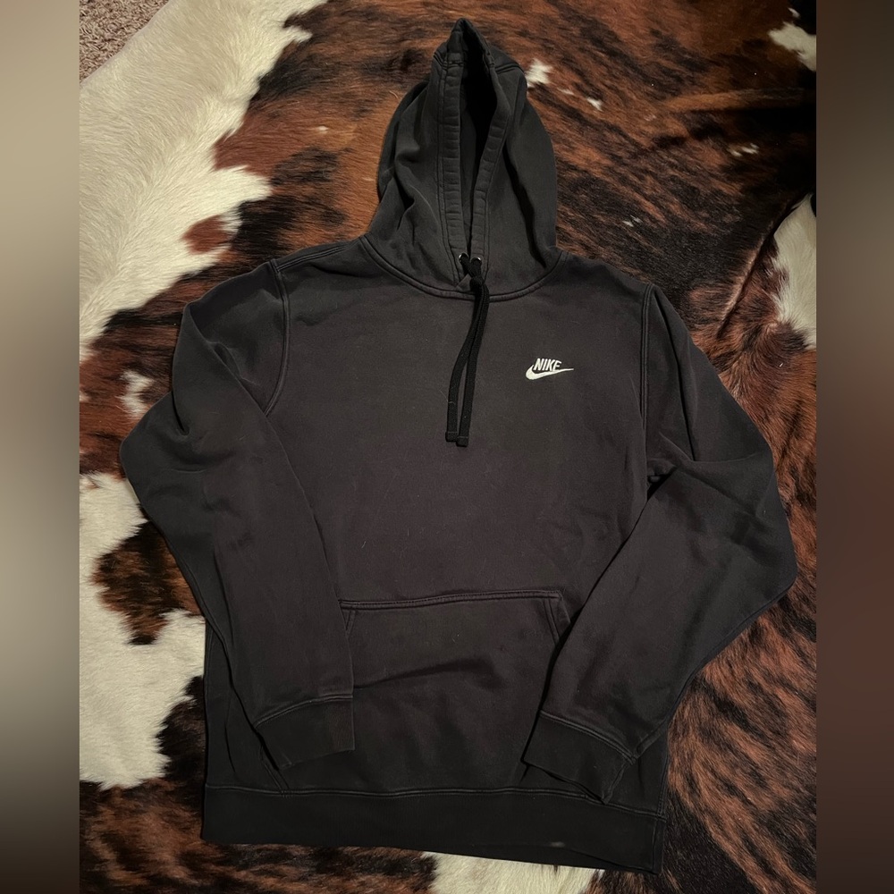 Nike Men's Black Hoodie with White Logo